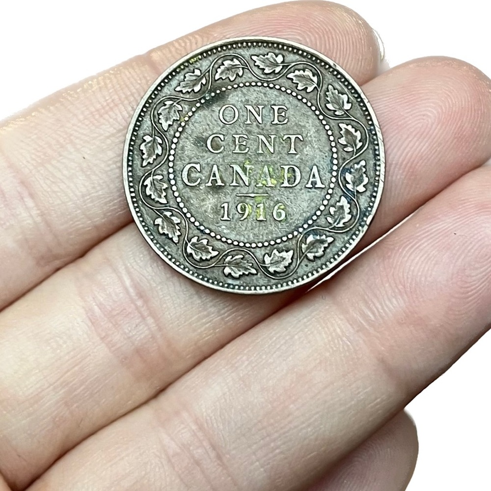 🎈$10 add on - 1916 ONE CENT CANADA - with “DEI GRA” - George V
